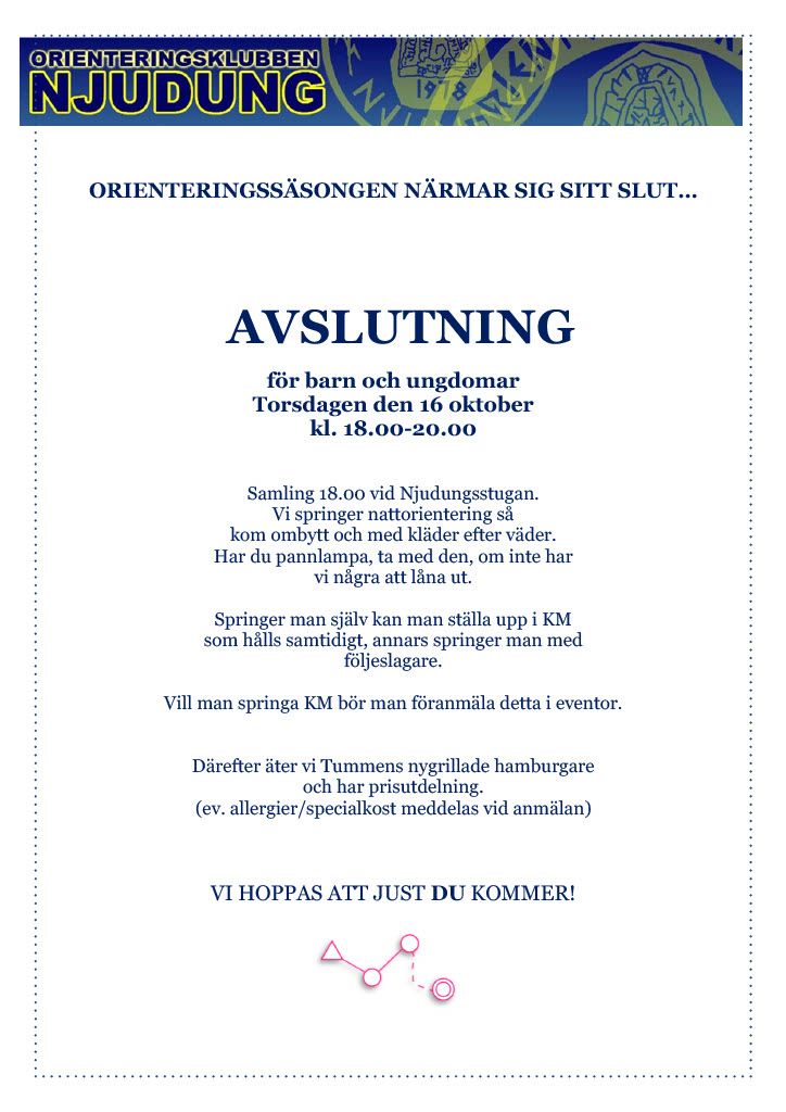 image: Natt-KM och avslutning för orienteringsträningen